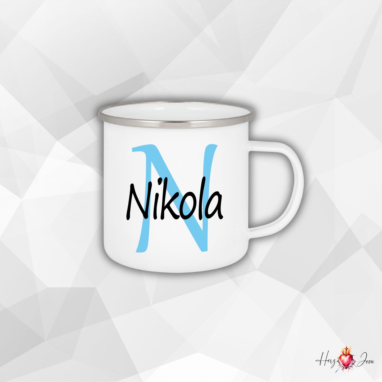 Personalisierte Emaille Tasse mit Namen Edelstahl Tasse_012H