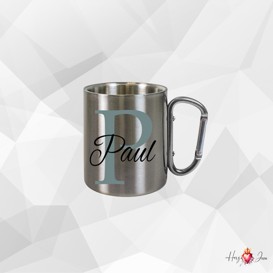 Personalisierte Edelstahl Tasse mit Namen Kaffeetasse Geschenkidee Camping Outdoor_001K