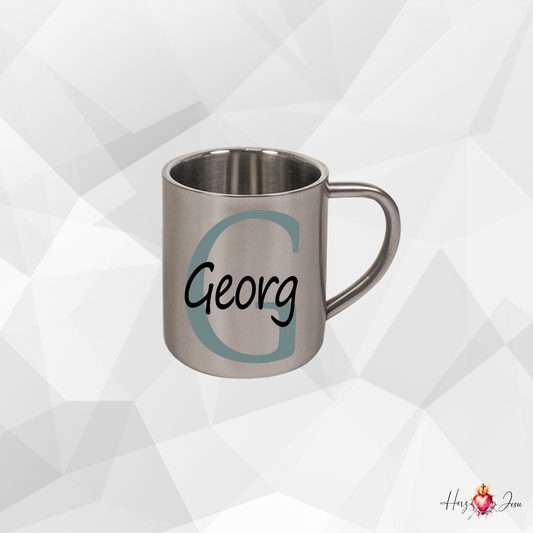 Personalisierte Edelstahl Tasse mit Namen Kaffeetasse Geschenkidee Camping Outdoor_004K