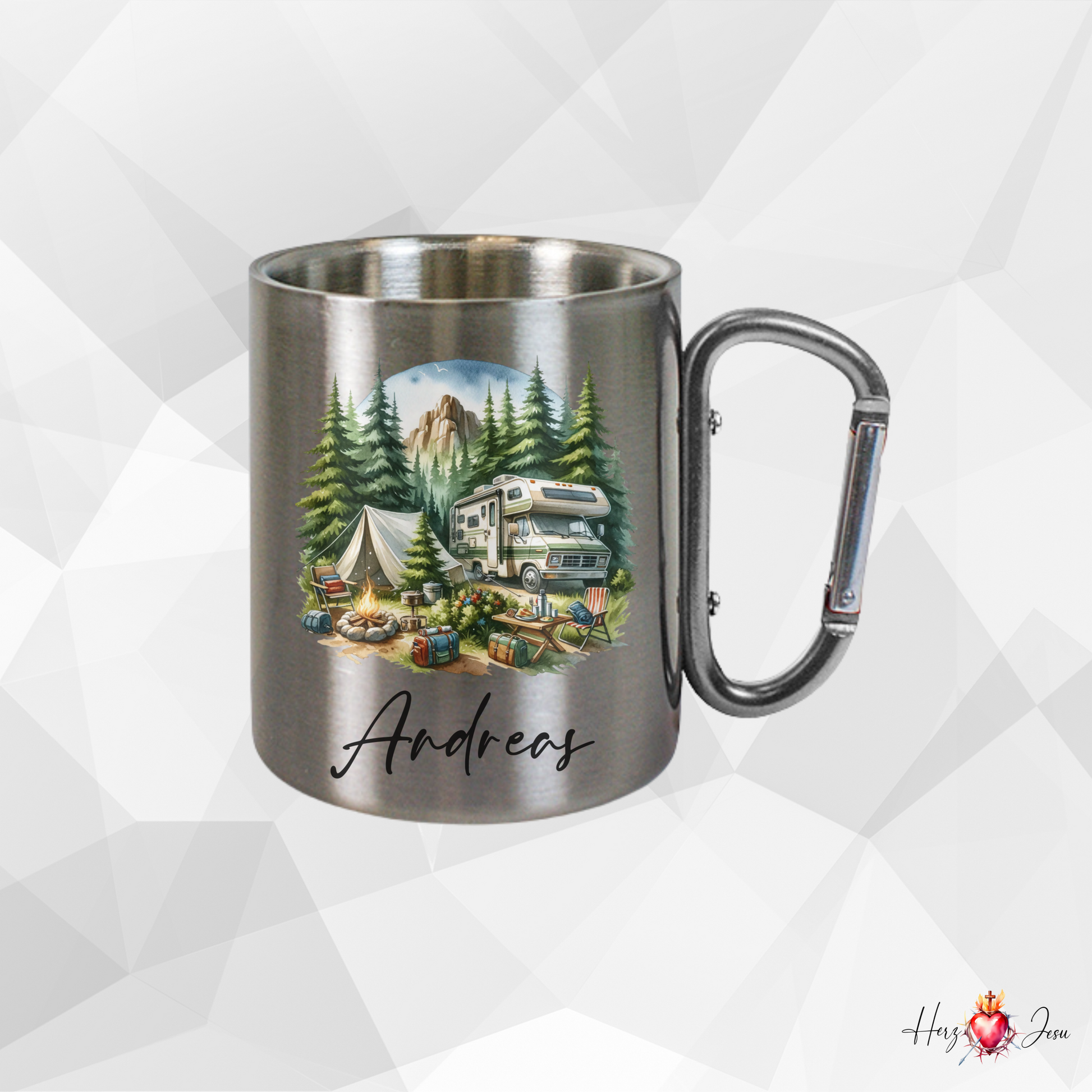 Personalisierte Edelstahl Tasse mit Namen | Kaffeetasse Camping