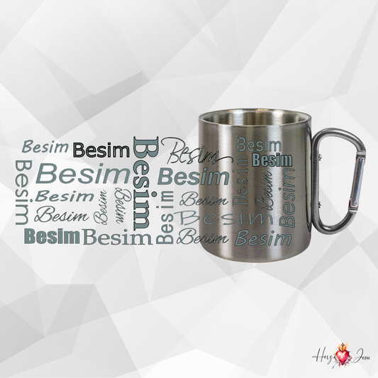 Personalisierte Edelstahl Tasse mit Namen Kaffeetasse Geschenkidee Camping Outdoor_005K