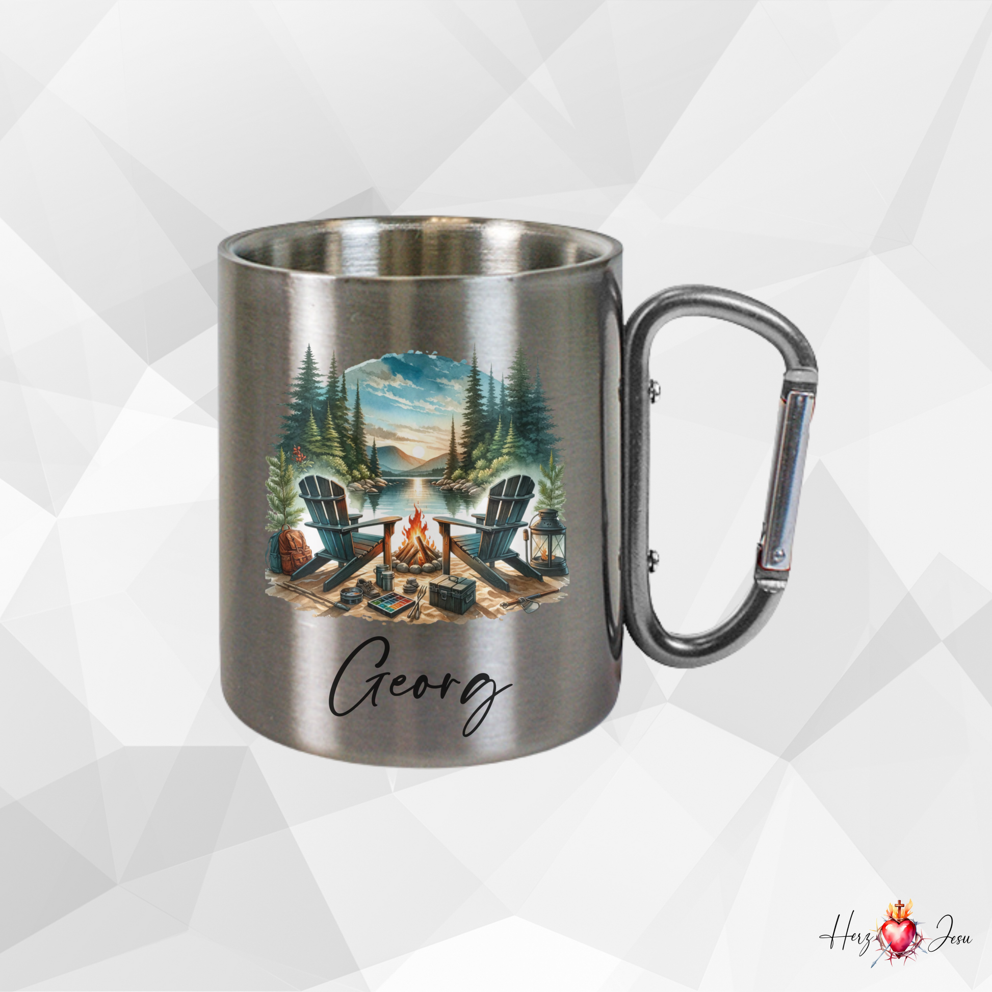 Personalisierte Edelstahl Tasse mit Namen | Kaffeetasse Camping