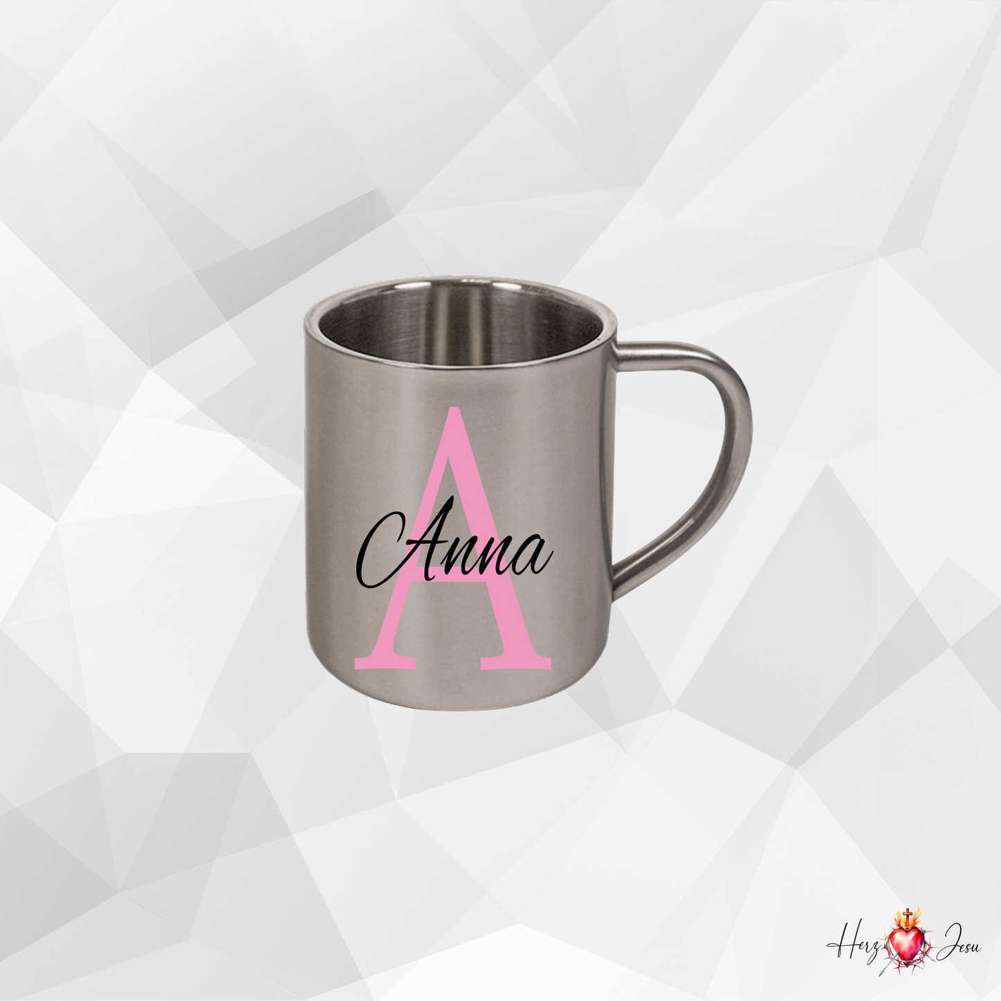 Personalisierte Edelstahl Tasse mit Namen Kaffeetasse Geschenkidee Camping Outdoor_001K