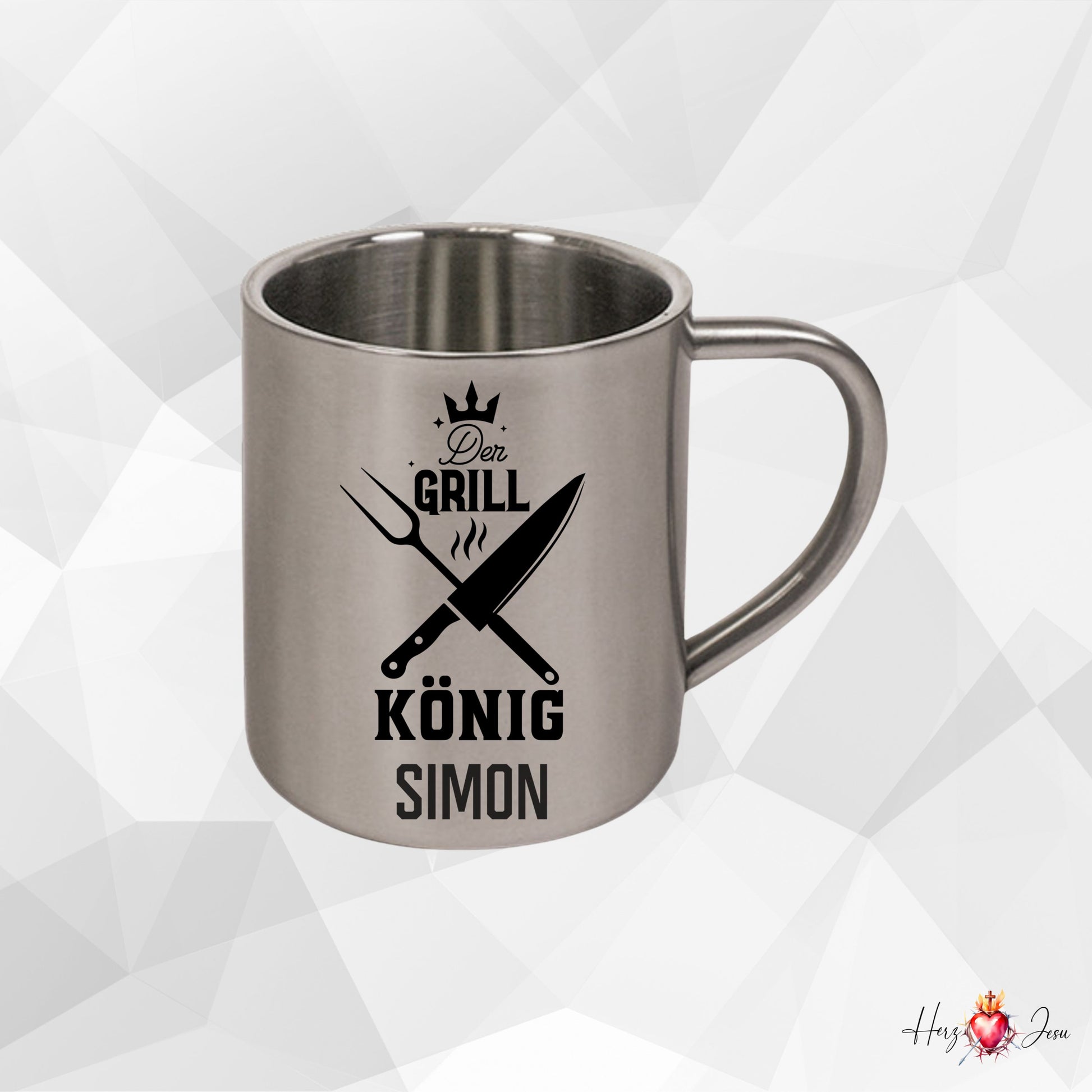 Kaffeetasse personalisiert | Edelstahl Tasse Camping Geschenk