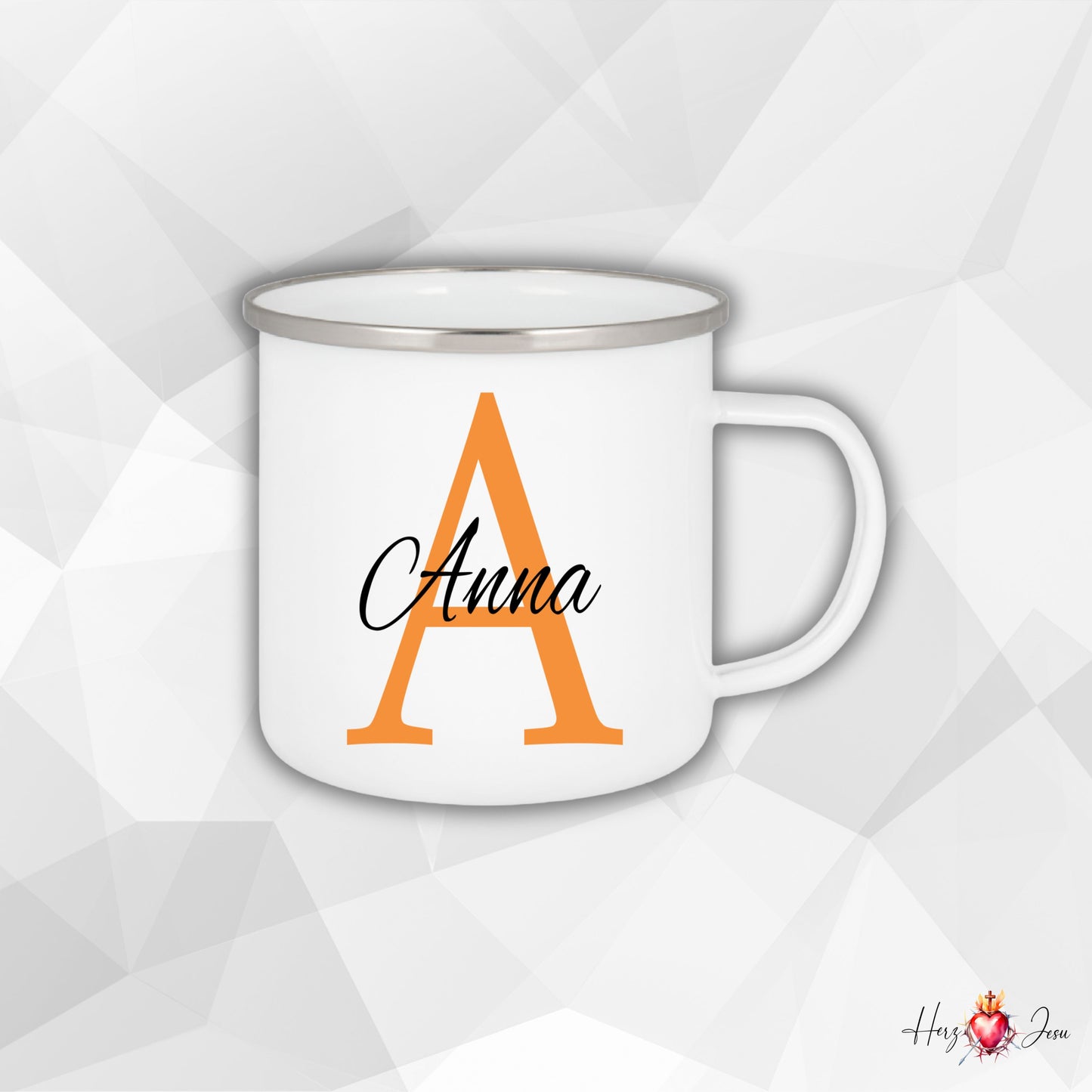 Personalisierte Emaille Tasse mit Namen Edelstahl Tasse_006H