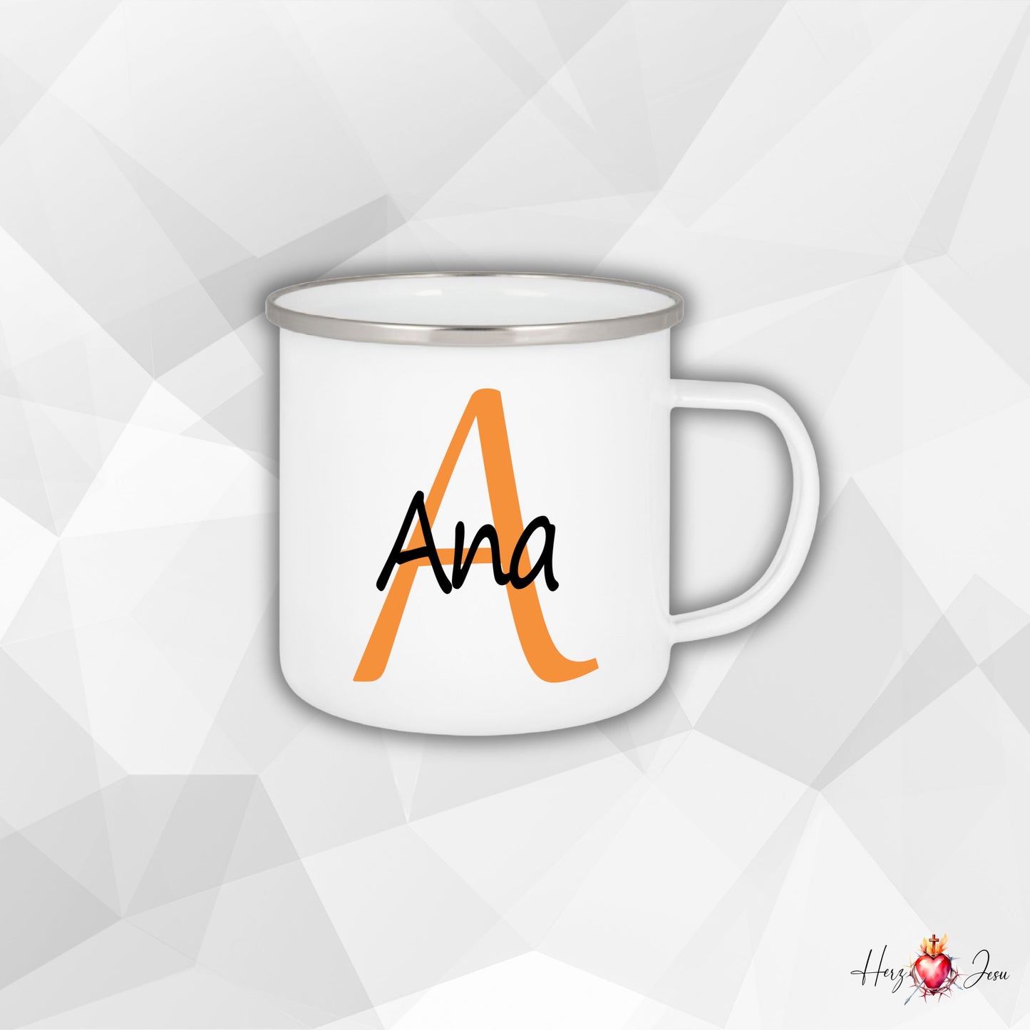 Personalisierte Emaille Tasse mit Namen Edelstahl Tasse_012H