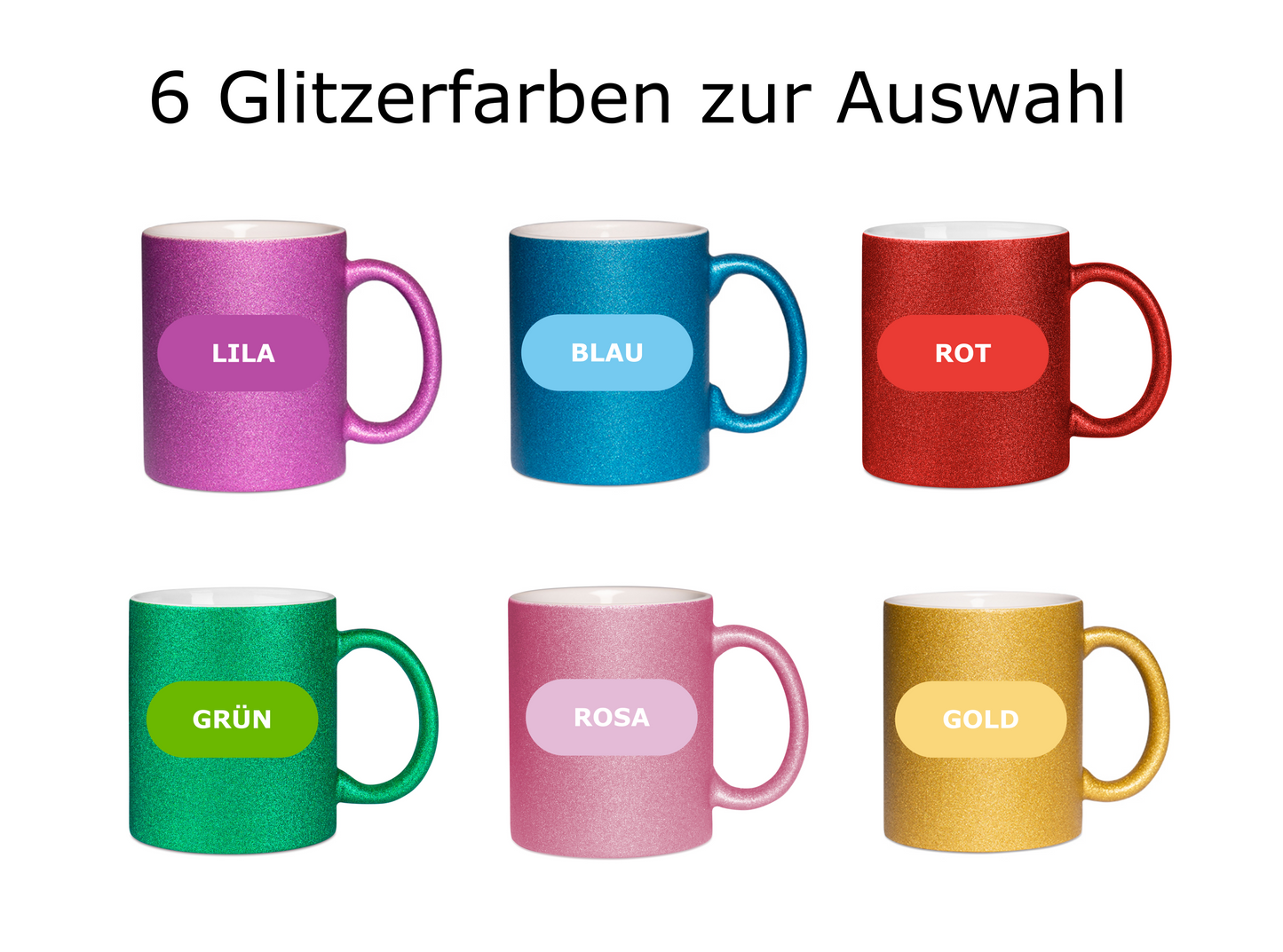 Personalisierte Keramik-Glitzertasse | Namen Weihnachtsgeschenk