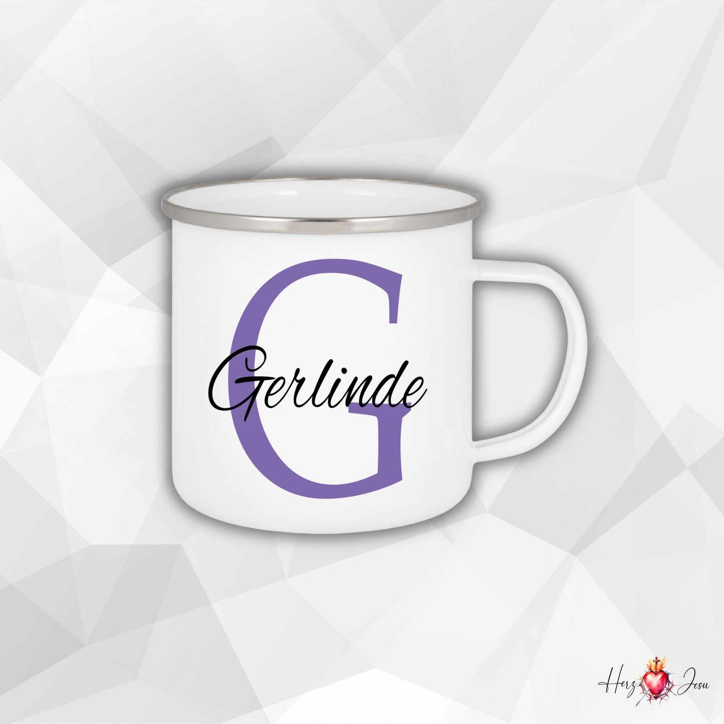 Personalisierte Emaille Tasse mit Namen Edelstahl Tasse_006H