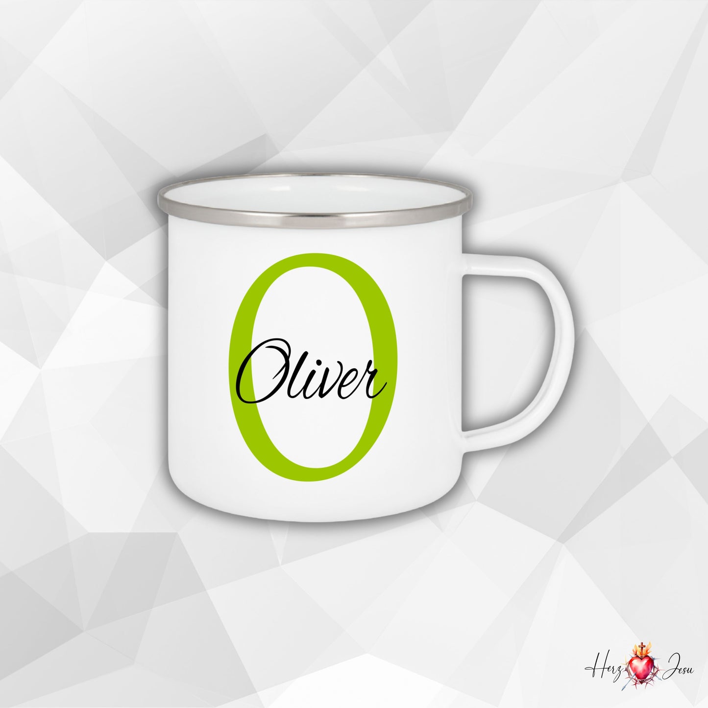 Personalisierte Emaille Tasse mit Namen Edelstahl Tasse_006H