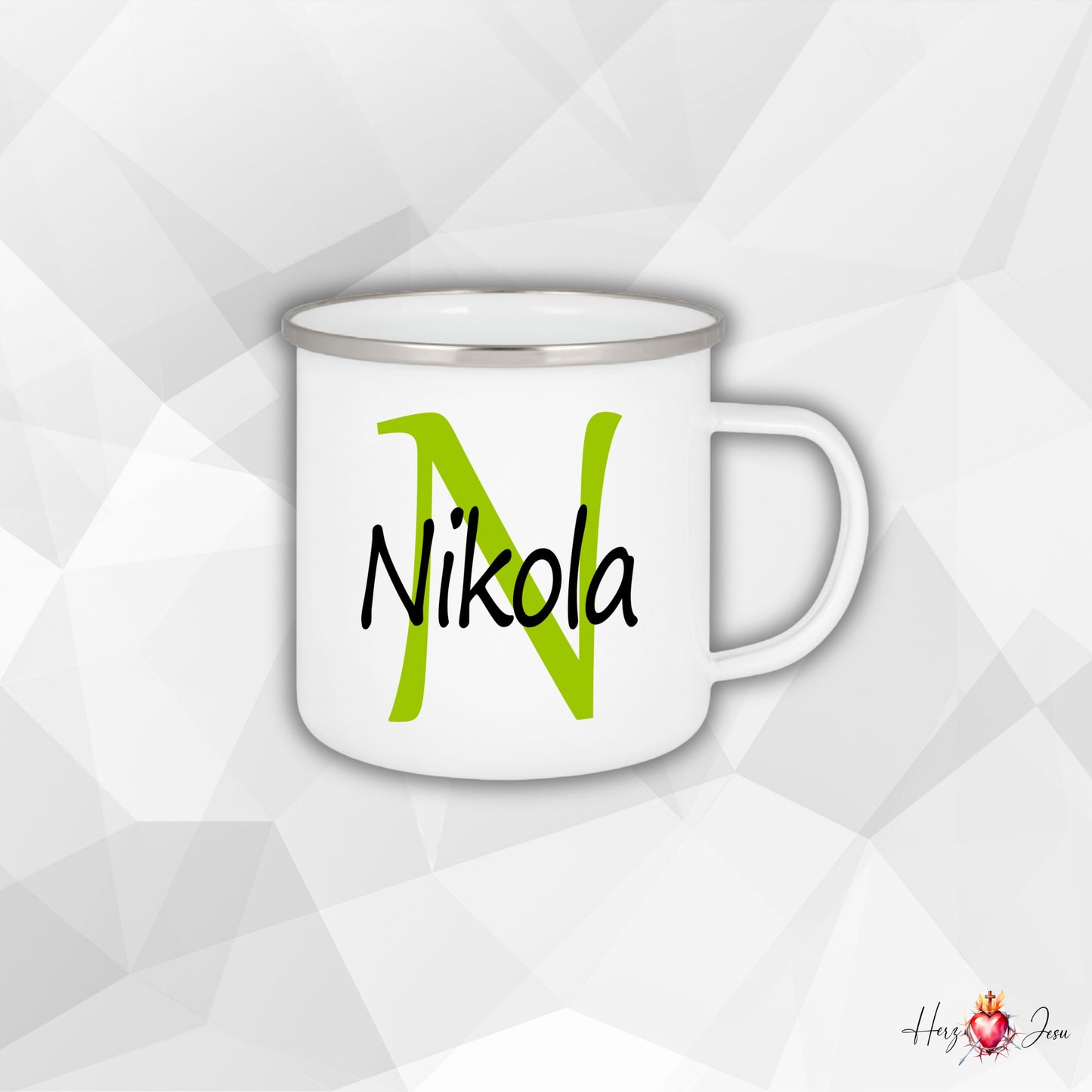 Personalisierte Emaille Tasse mit Namen Edelstahl Tasse_012H