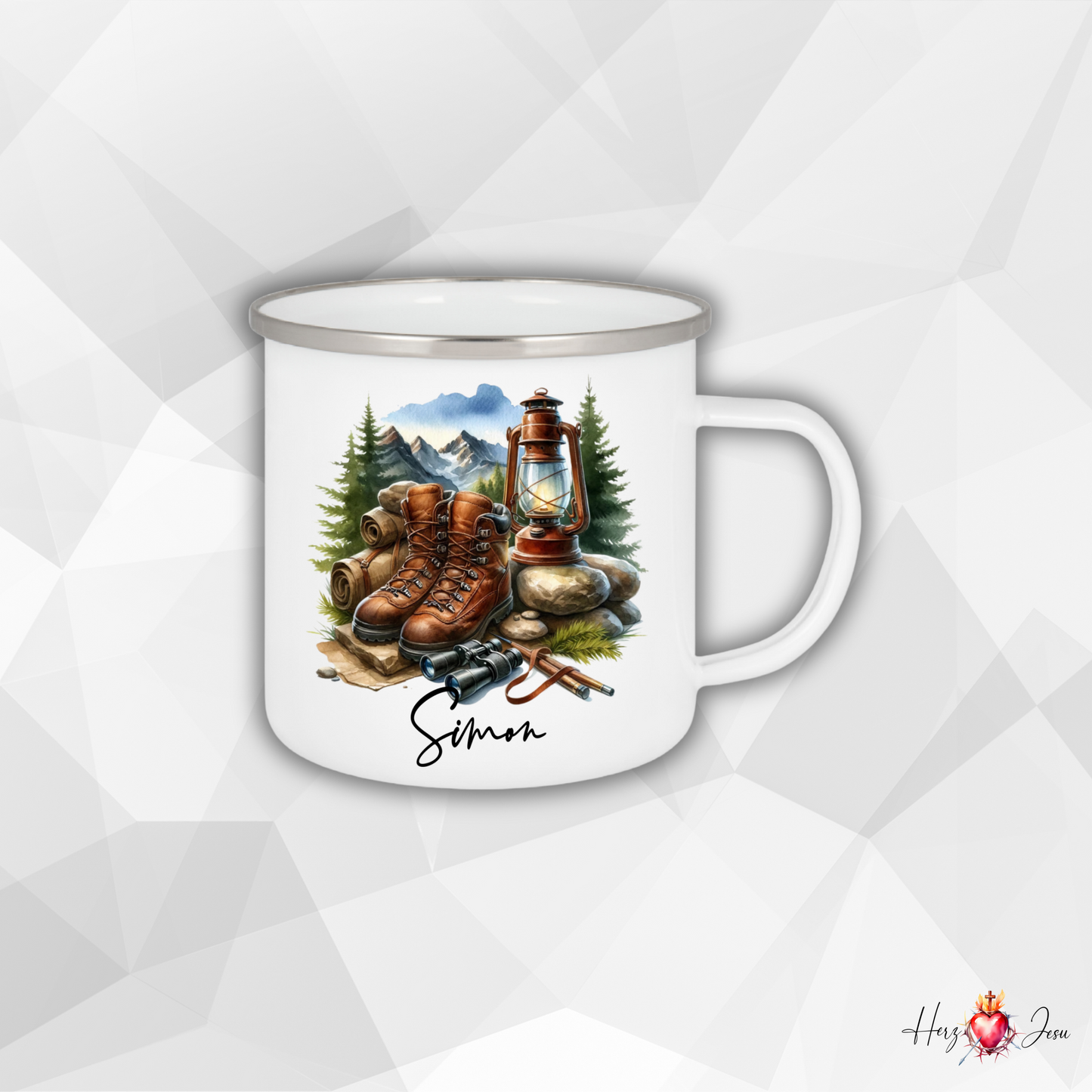 Personalisierte Emaille Tasse mit Namen Edelstahl Tasse_015H