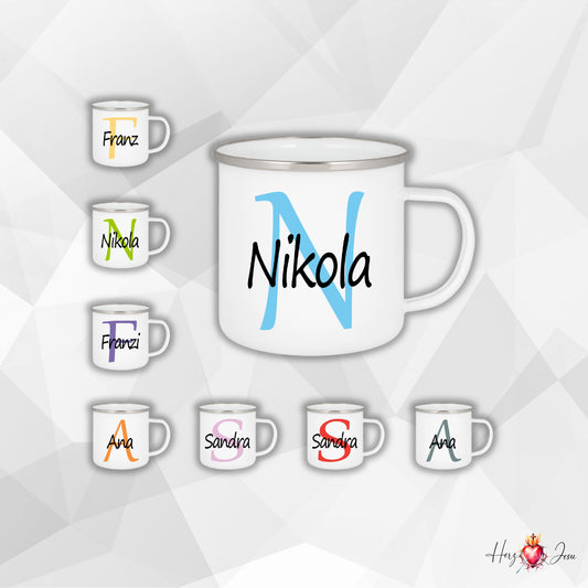 Personalisierte Emaille Tasse mit Namen Edelstahl Tasse_012H