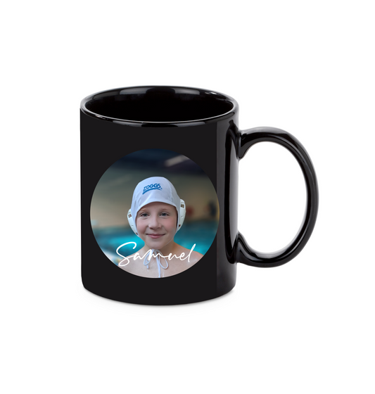 Personalisierte Kaffeetasse | Namen & Bild Schwarz Weihnachtstasse