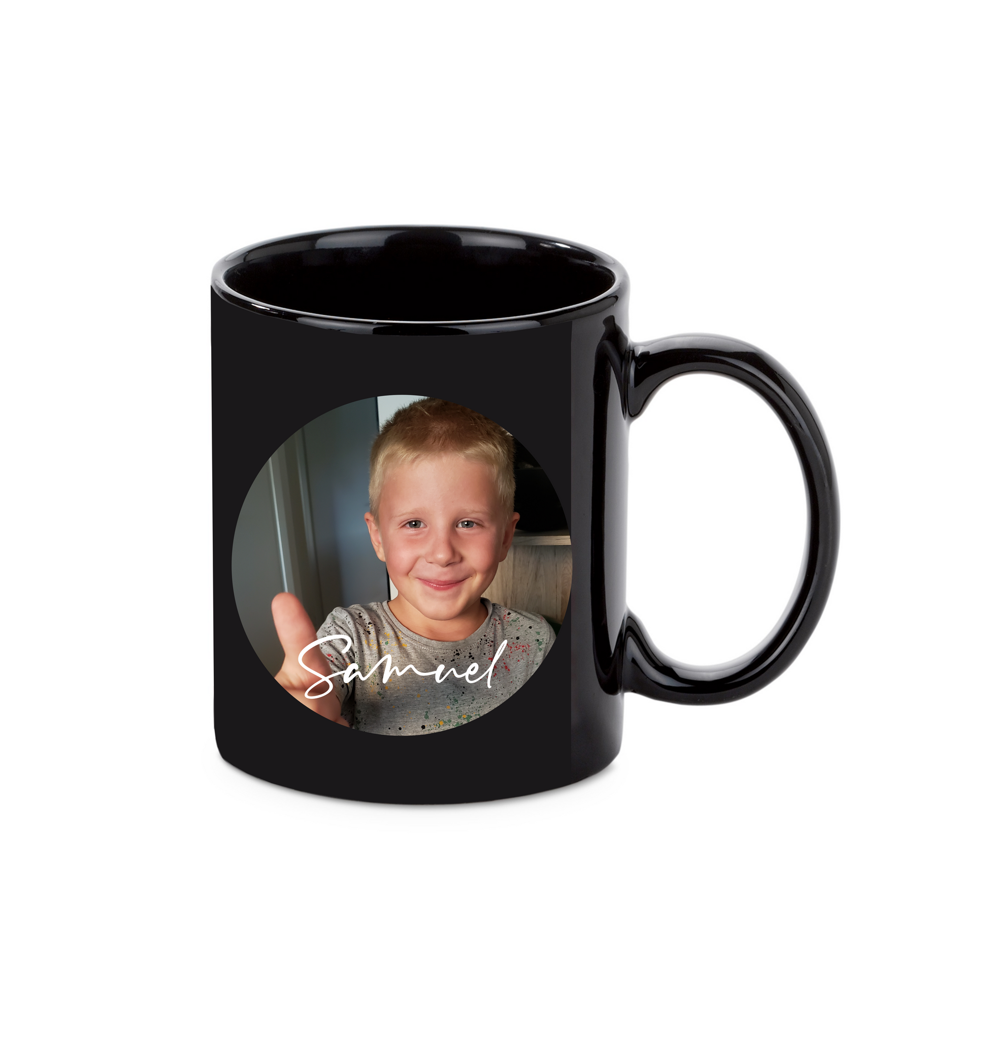 Personalisierte Kaffeetasse | Namen & Bild Schwarz Weihnachtstasse
