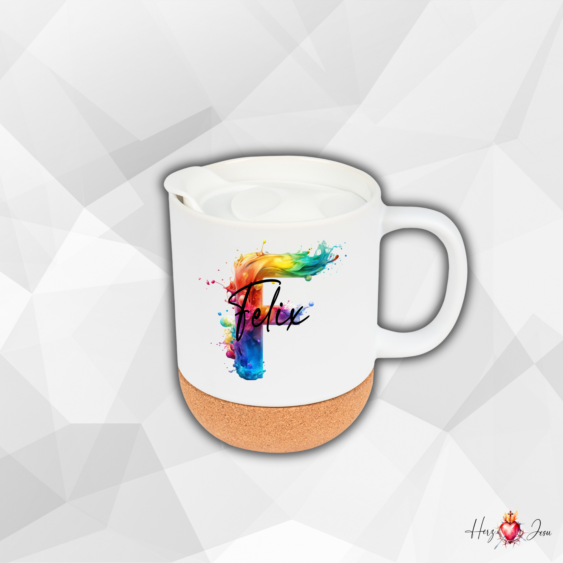 Personalisierte Keramik Tasse Regenbogen | Mit deinem Namen bedruckt