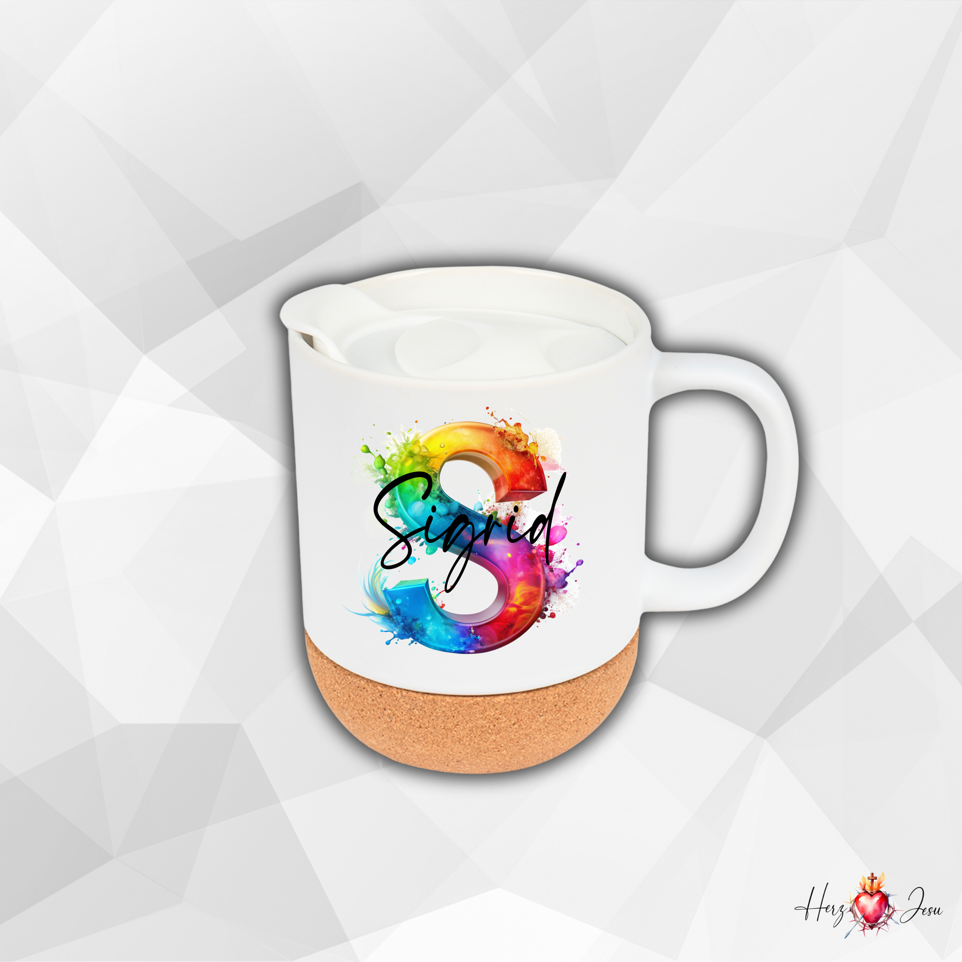 Personalisierte Keramik Tasse Regenbogen | Mit deinem Namen bedruckt