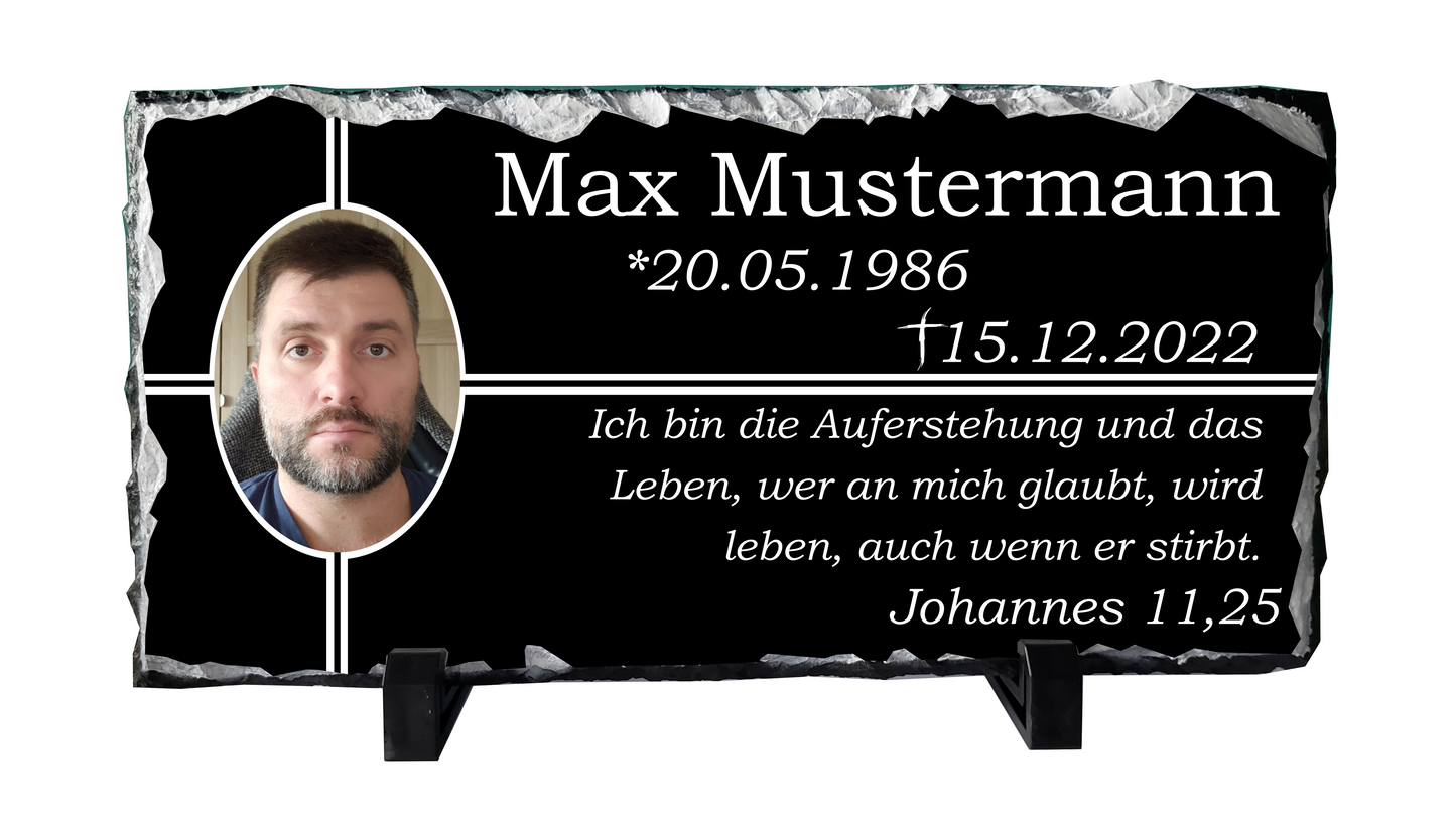 Personalisierte Schieferplatte | Grabstein Grabplatte Grabschmuck Gedenkplatte