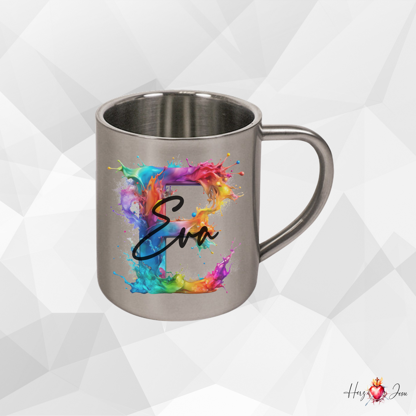 Personalisierte Edelstahl Tasse mit Namen Kaffeetasse Geschenkidee Camping Outdoor_008K