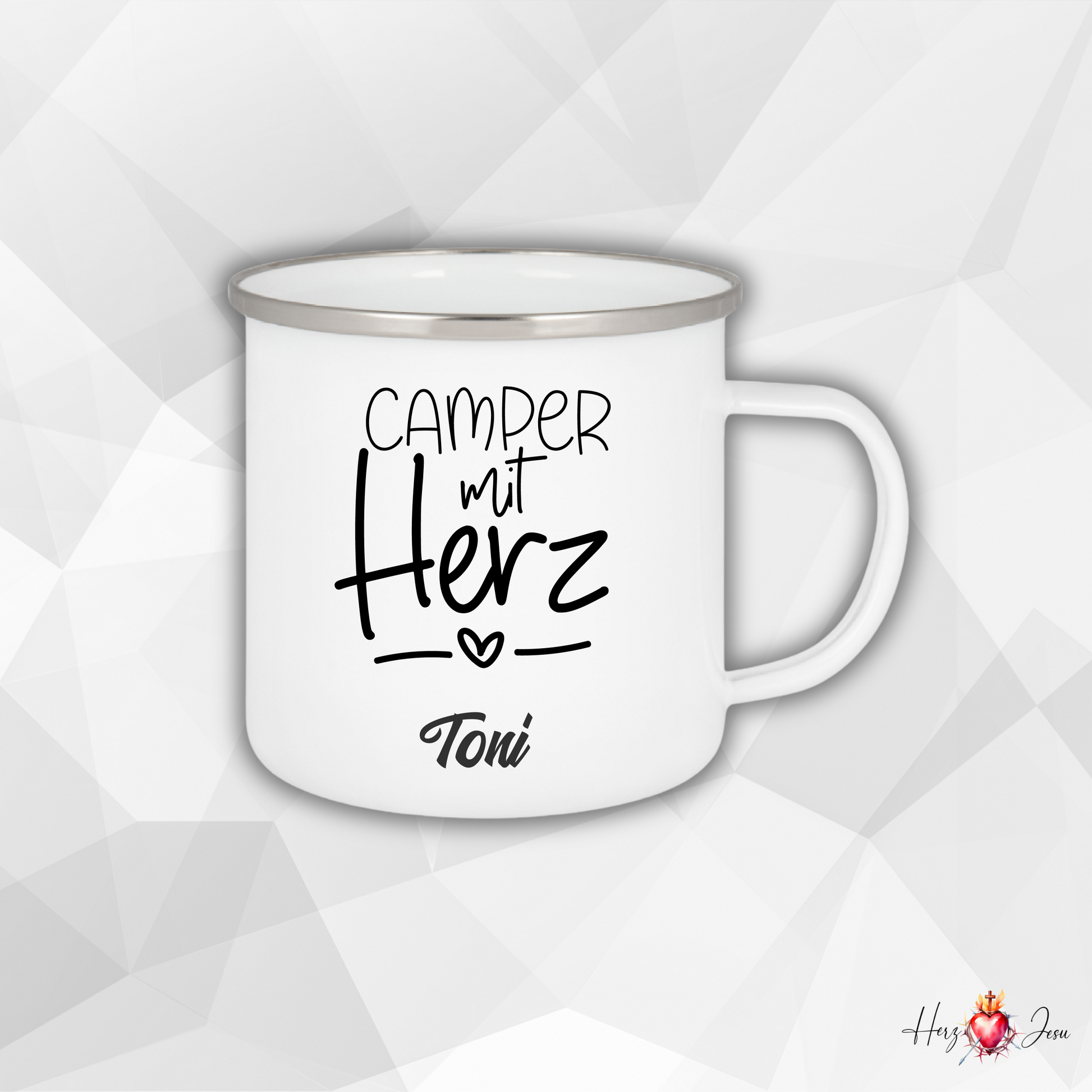 Personalisierte Emaille Tasse | Edelstahl Tasse mit Namen