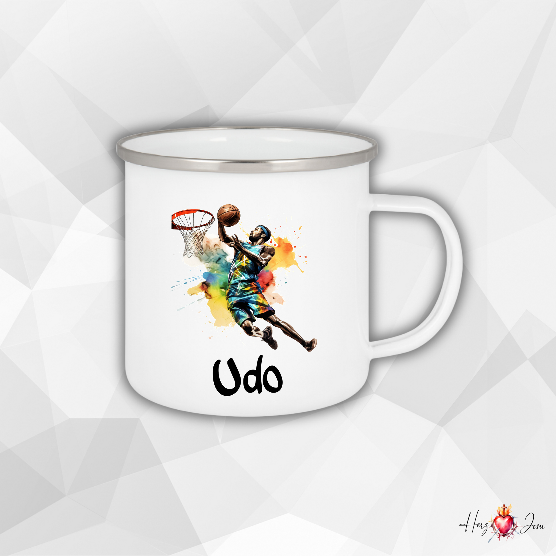 Personalisierte Emaille Tasse | Basketball Kindertasse