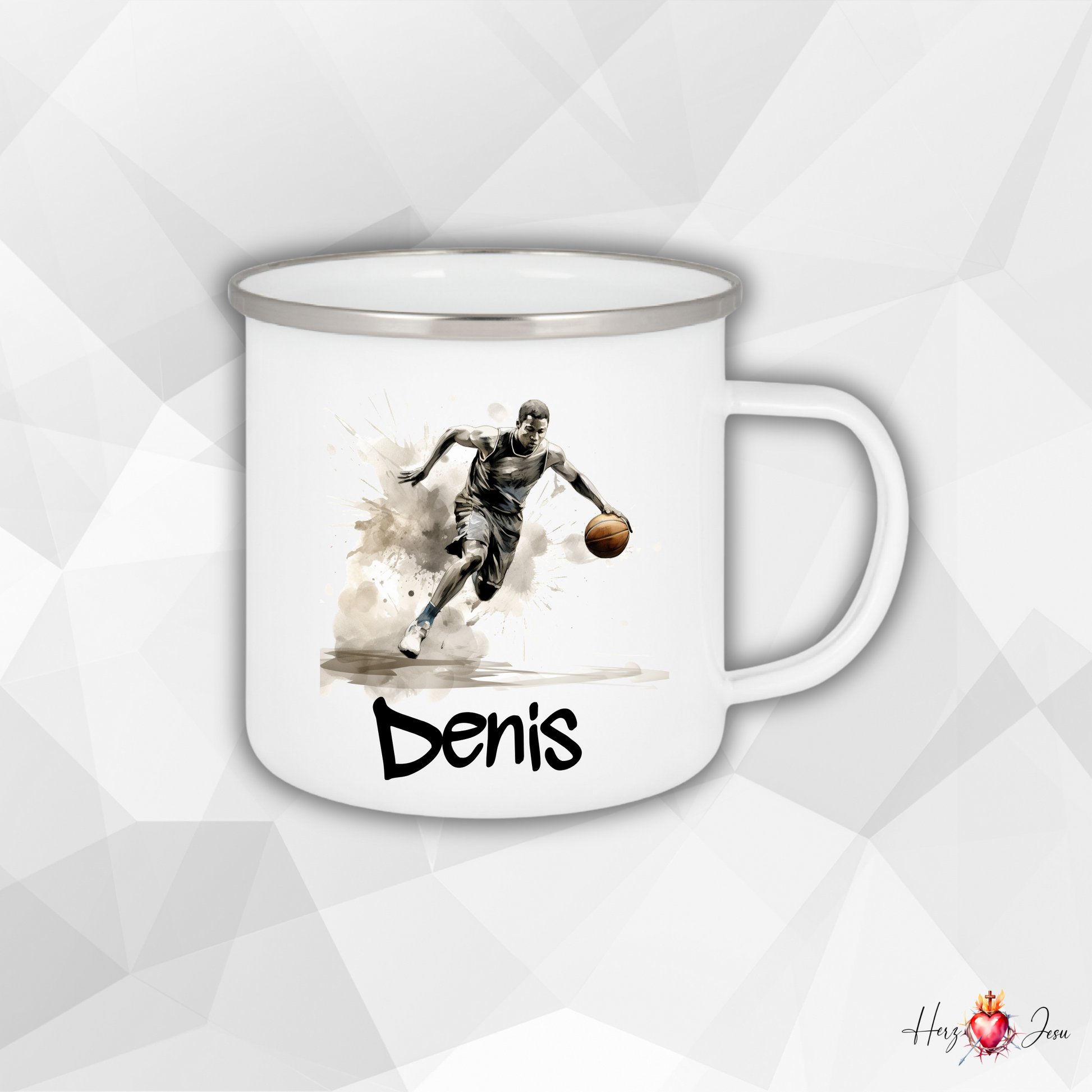 Personalisierte Emaille Tasse | Basketball Kindertasse