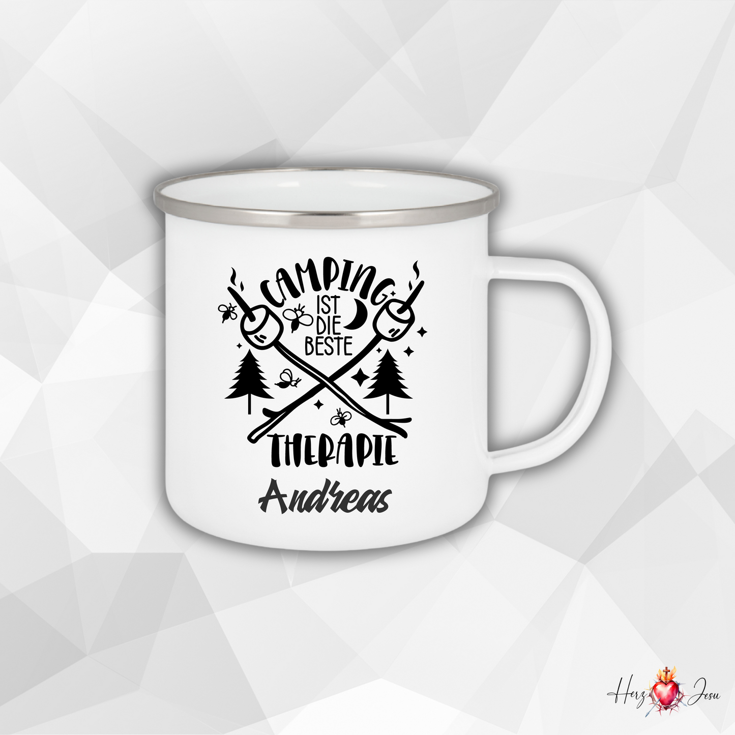 Personalisierte Emaille Tasse | Edelstahl Tasse mit Namen