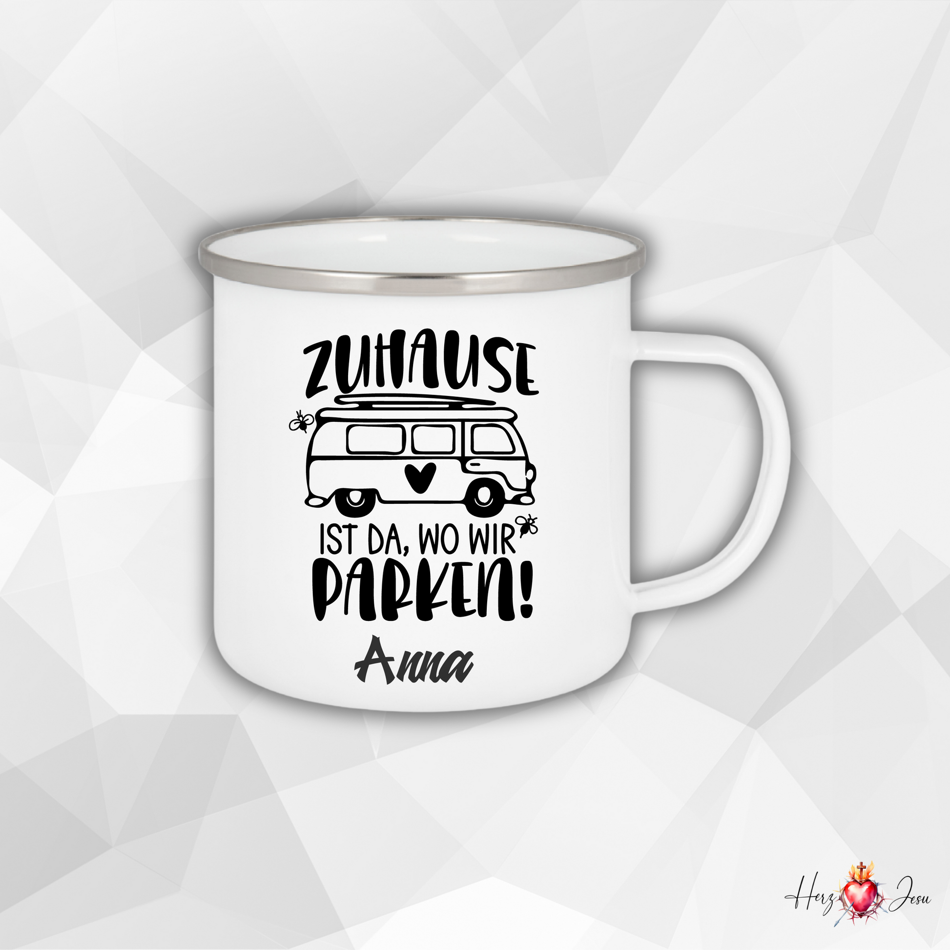 Personalisierte Emaille Tasse | Edelstahl Tasse mit Namen