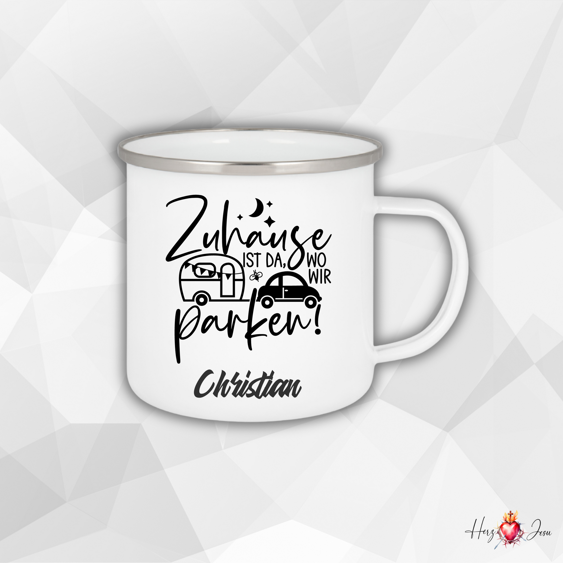 Personalisierte Emaille Tasse | Edelstahl Tasse mit Namen