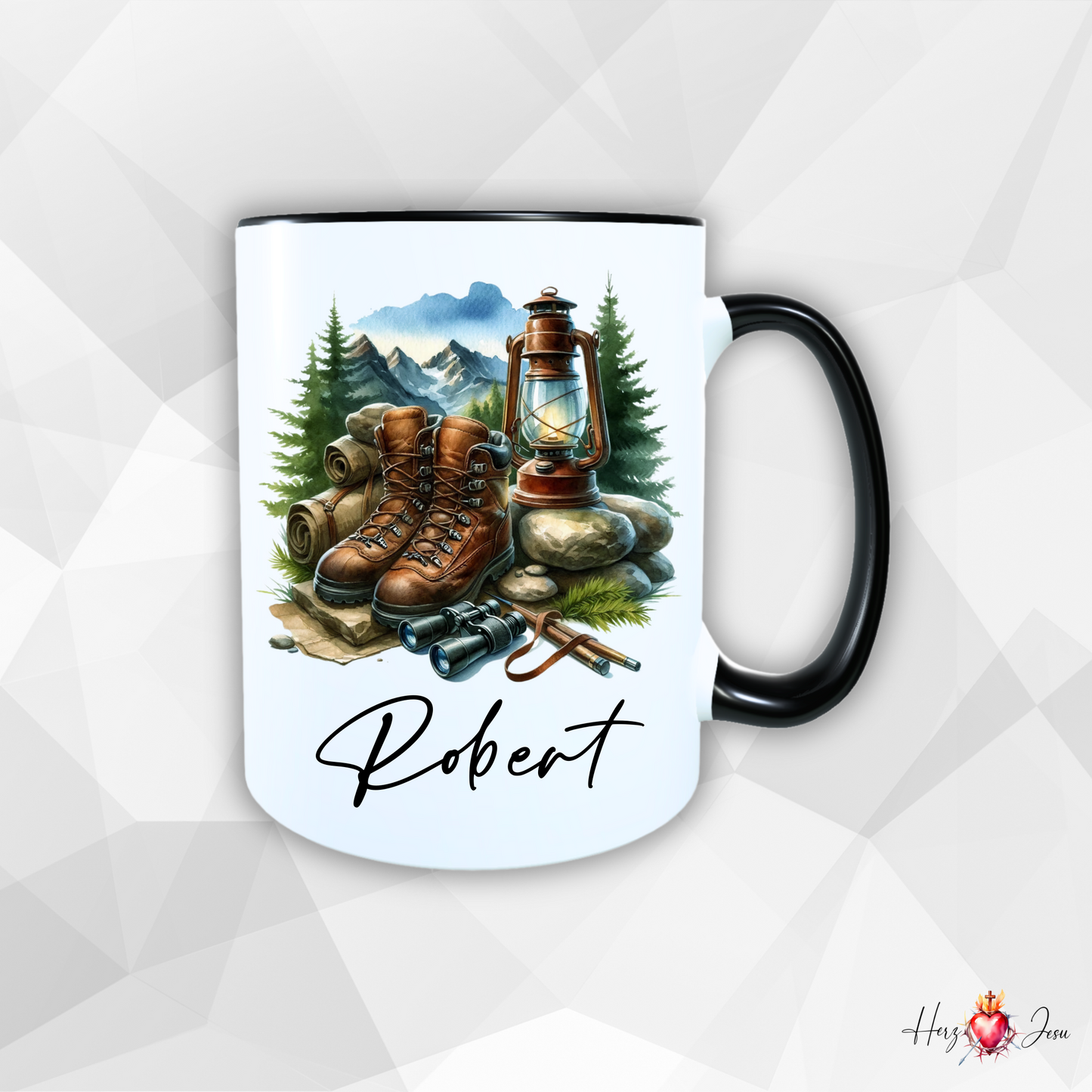 Personalisierte Keramik Tasse mit deinem Namen Outdoor Camping_0058T