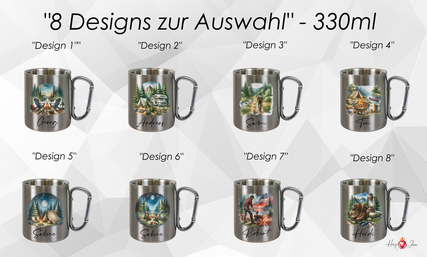 Personalisierte Edelstahl Tasse mit Namen | Kaffeetasse Camping