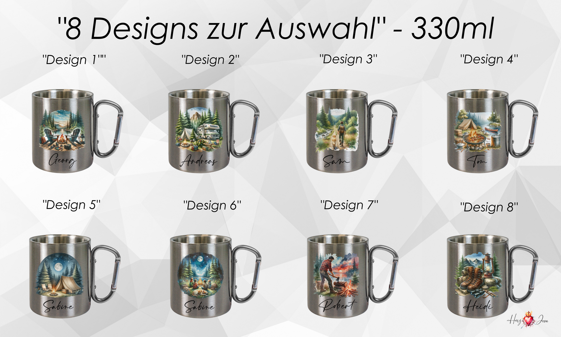 Personalisierte Edelstahl Tasse mit Namen | Kaffeetasse Camping