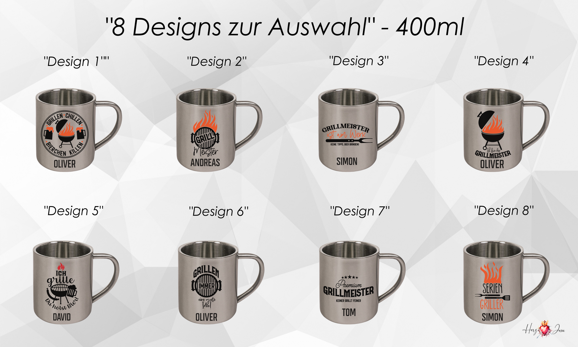 Personalisierte Edelstahl Tasse | Camping & Grill Geschenk