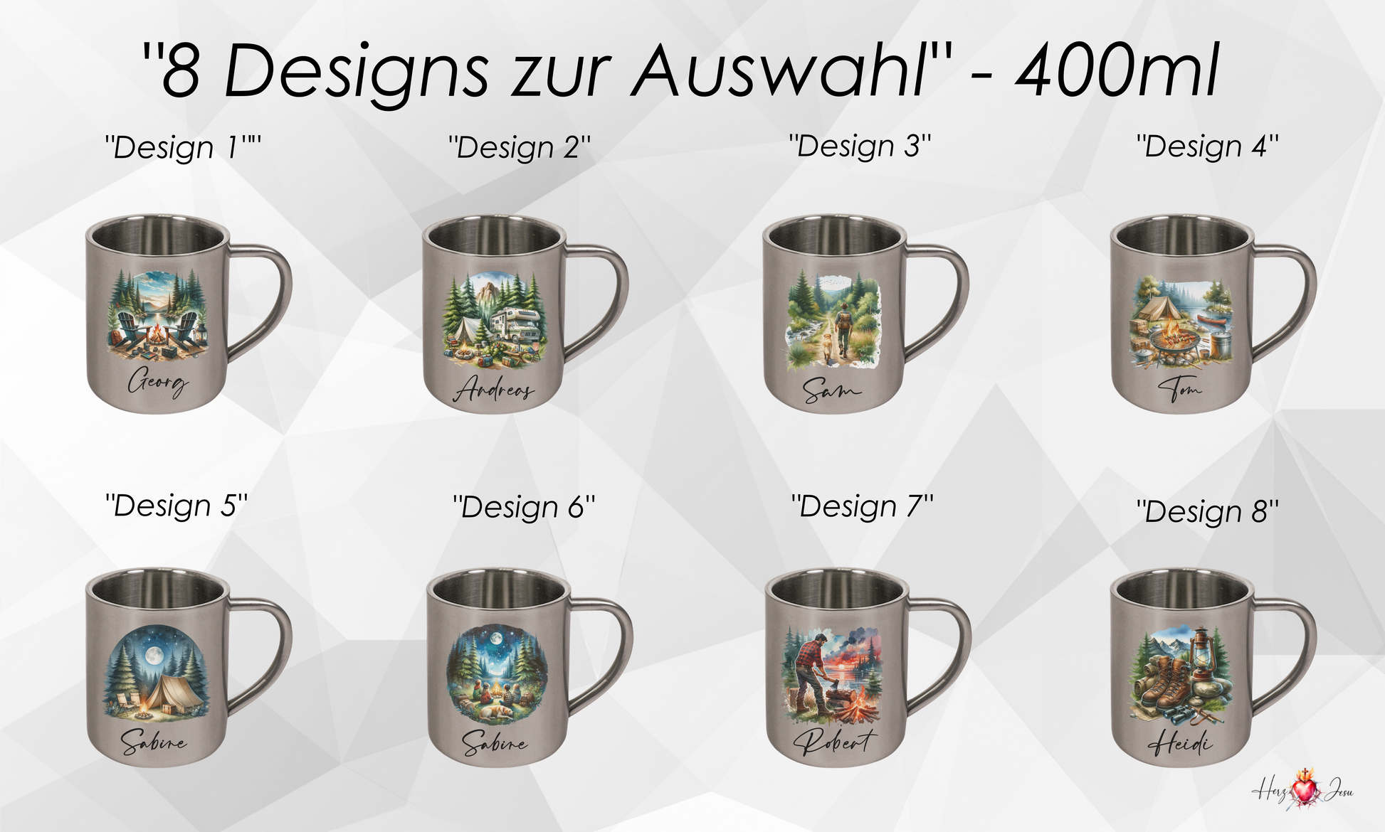 Personalisierte Edelstahl Tasse mit Namen | Kaffeetasse Camping