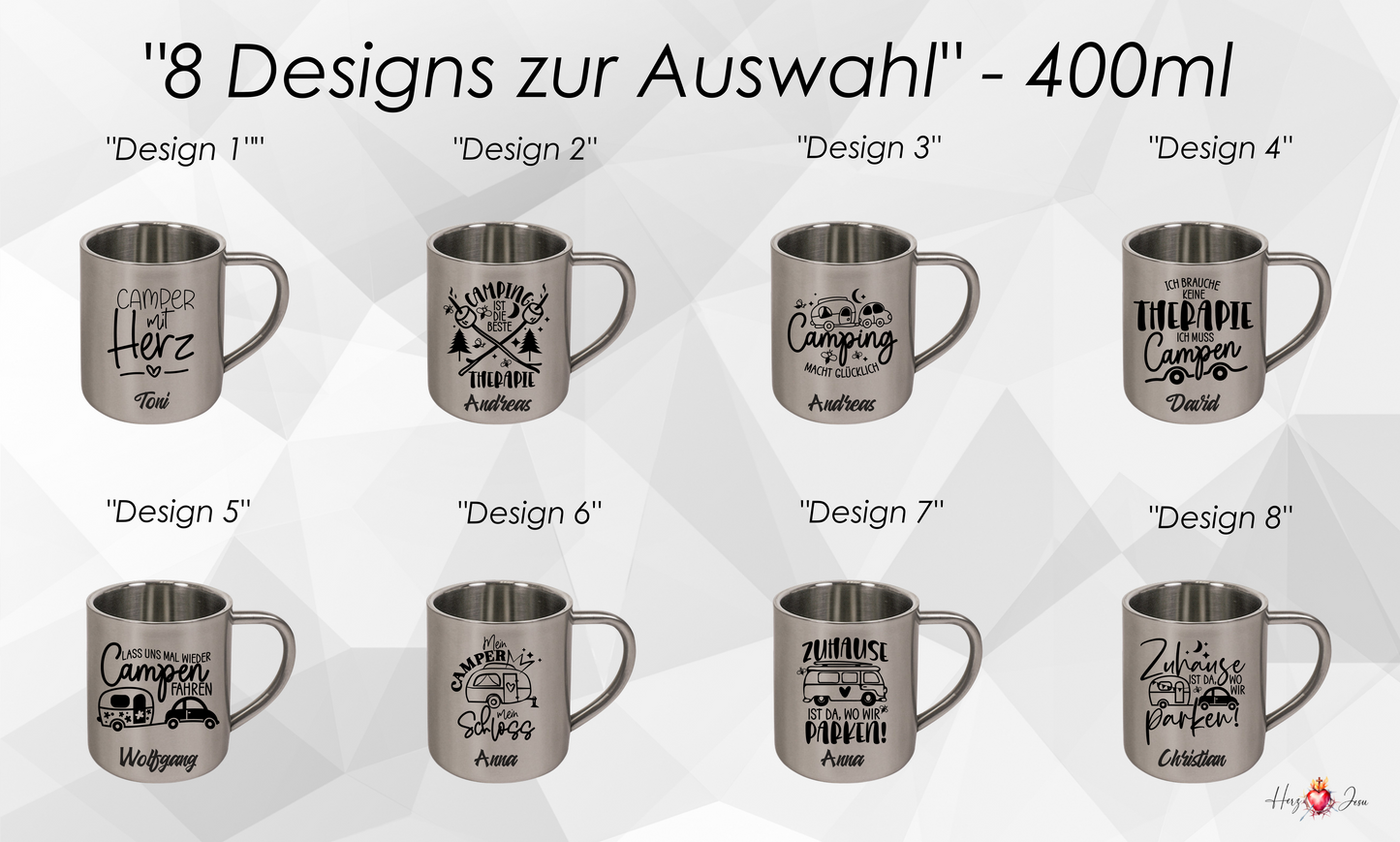 Personalisierte Edelstahl Tassen mit Namen – Ideal für Camping & Outdoor