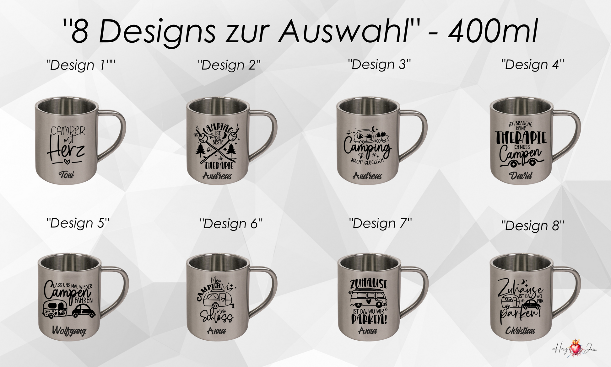 Personalisierte Edelstahl Tassen mit Namen – Ideal für Camping & Outdoor