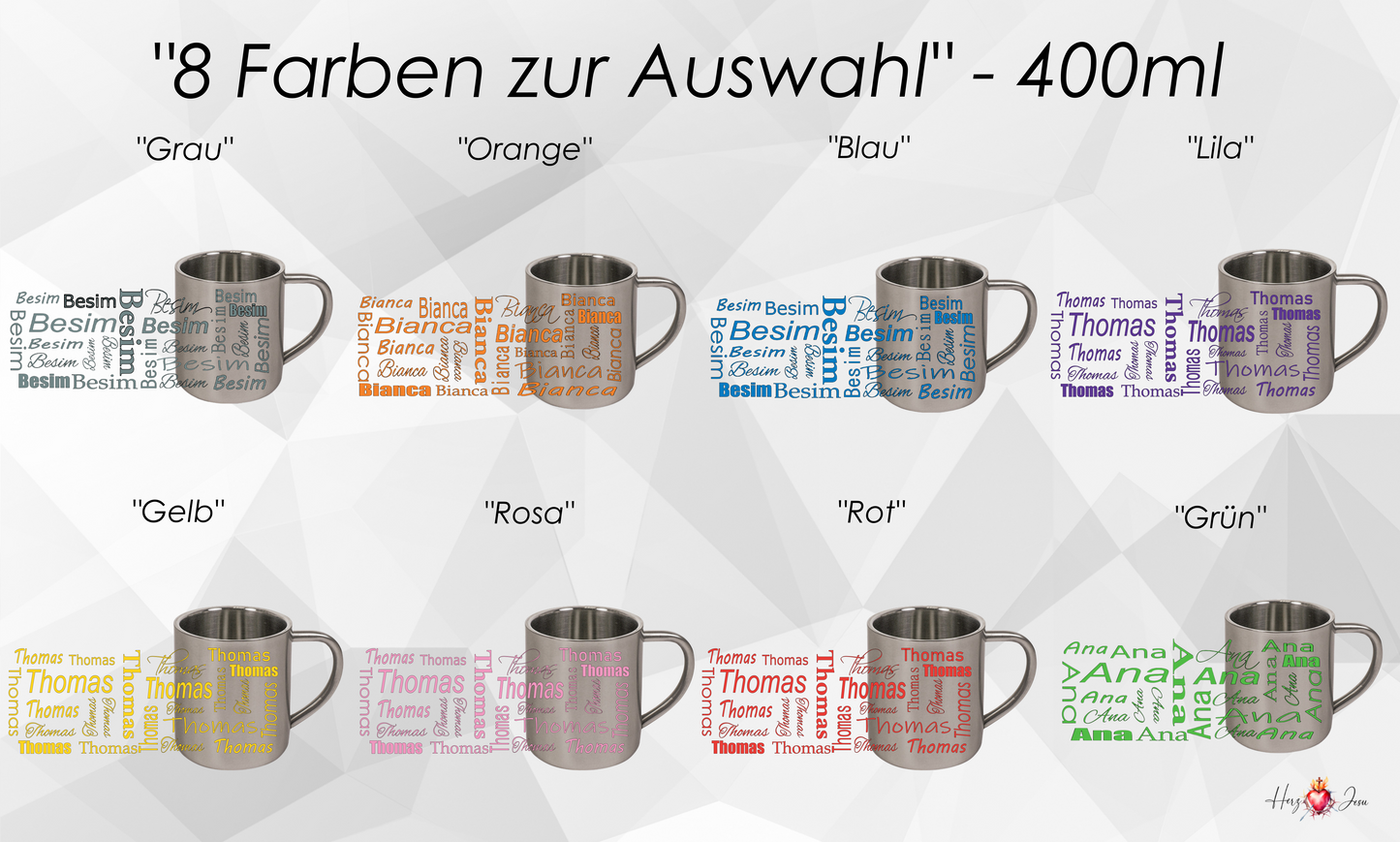 Personalisierte Edelstahl Tasse mit Namen Kaffeetasse Geschenkidee Camping Outdoor_005K
