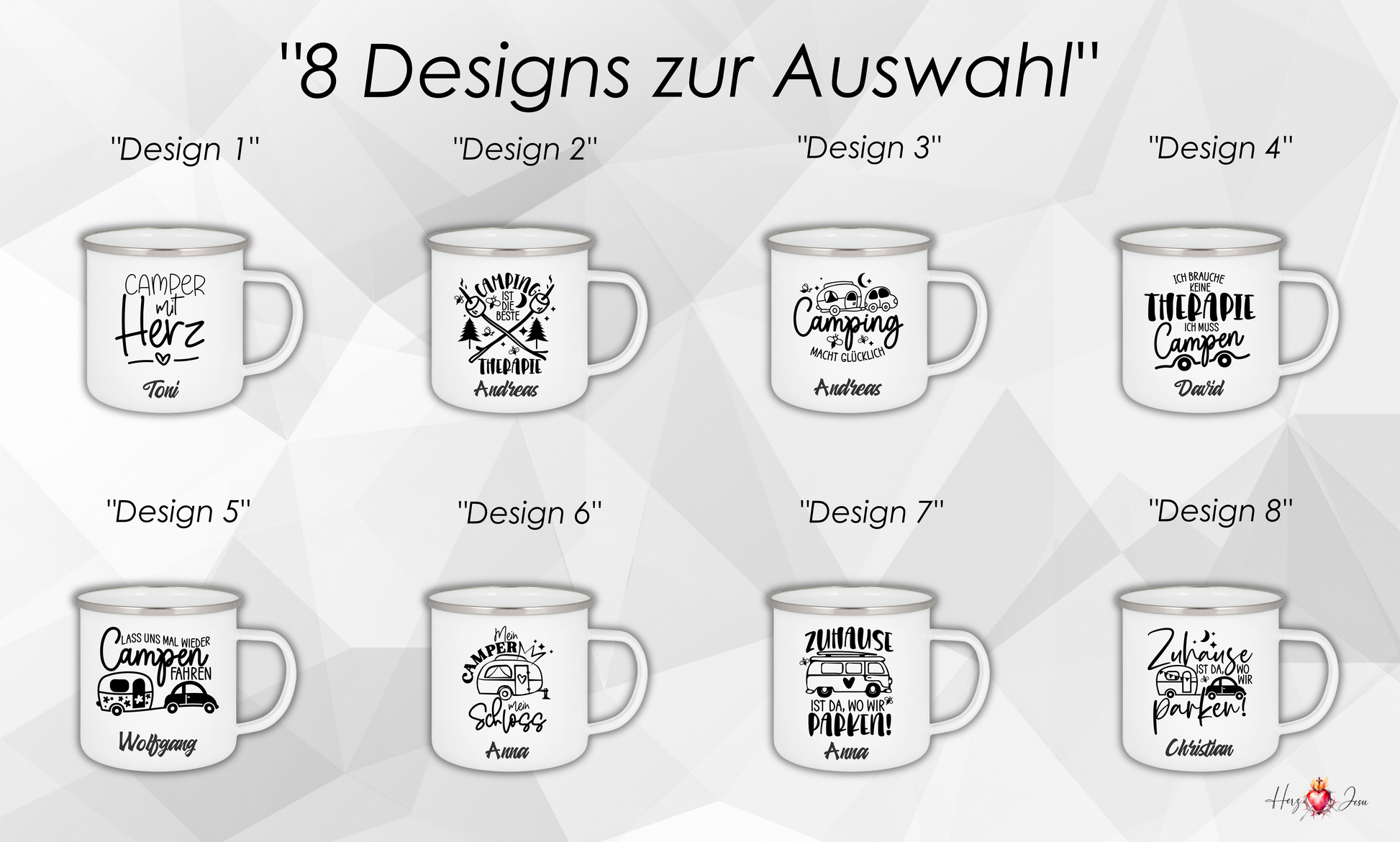Personalisierte Emaille Tasse | Edelstahl Tasse mit Namen