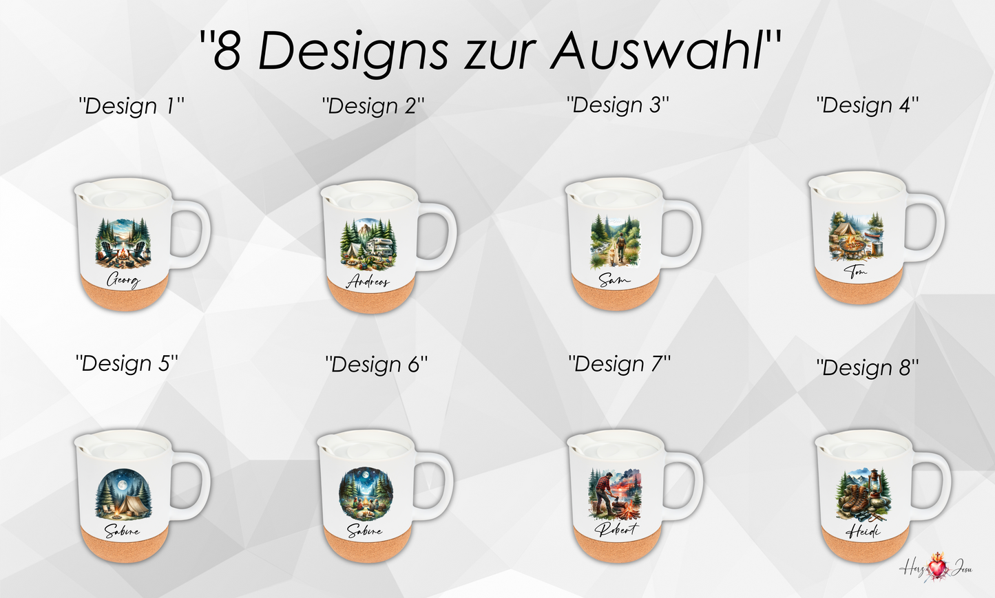 Personalisierte Keramik Tasse mit Namen | Camping Geschenkidee