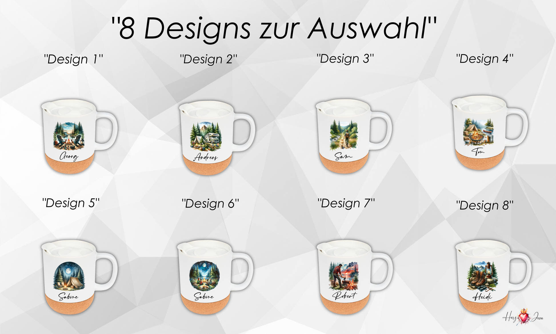 Personalisierte Keramik Tasse mit Namen | Camping Geschenkidee