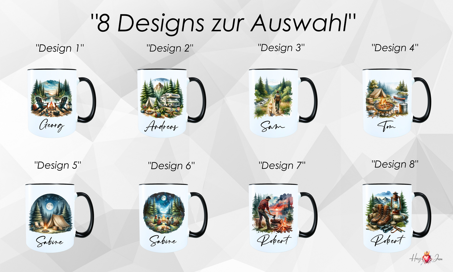 Personalisierte Keramik Tasse mit deinem Namen Outdoor Camping_0058T