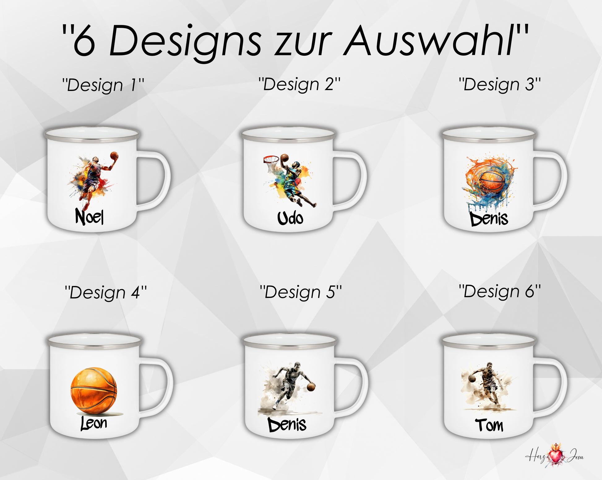 Personalisierte Emaille Tasse | Basketball Kindertasse