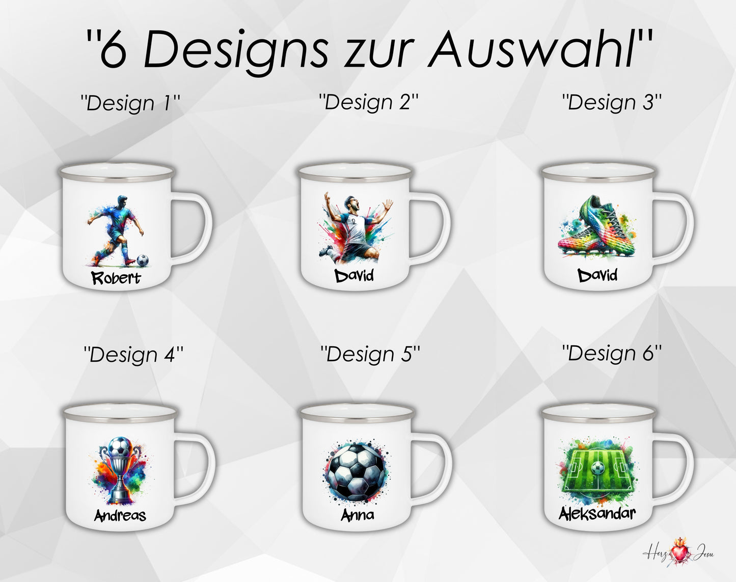 Personalisierte Emaille Tasse | Fußball Kindertasse