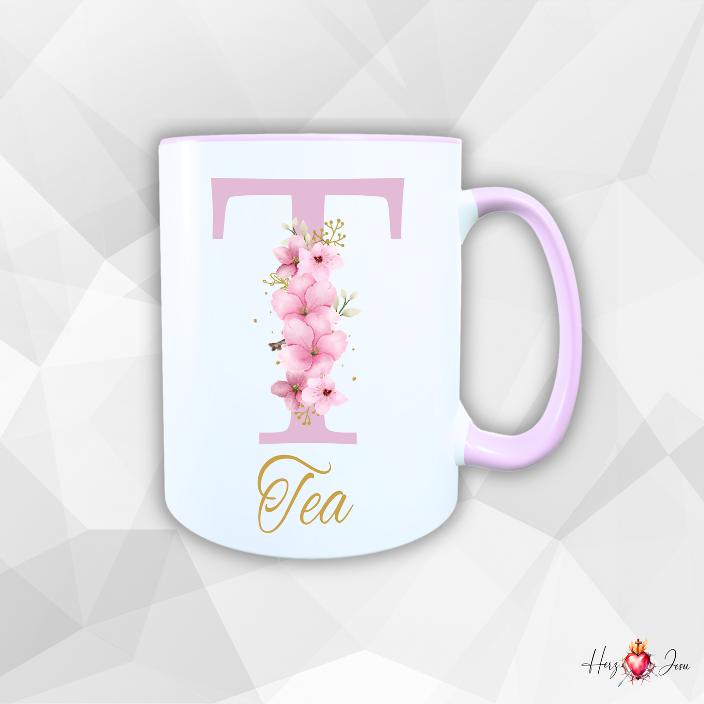 Personalisierte Keramik Tasse mit deinem Namen Blumen Motiv_0034T