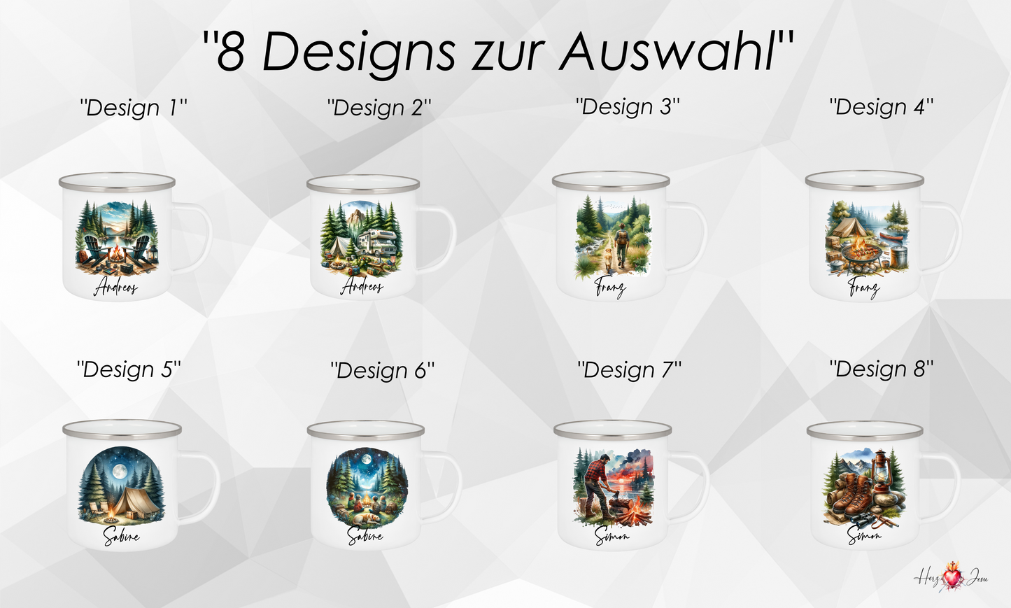 Personalisierte Emaille Tasse mit Namen Edelstahl Tasse_015H