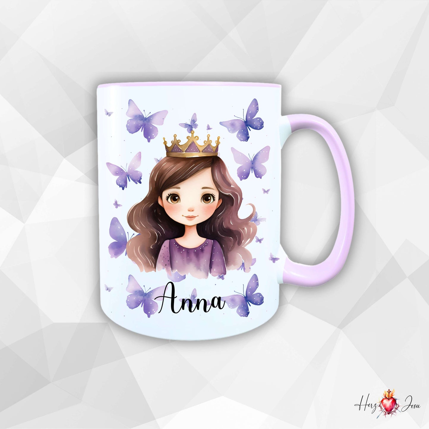Personalisierte Tasse mit Namen, Prinzessin Motiv, Geschenk Mädchen