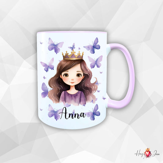 Personalisierte Tasse mit Namen, Prinzessin Motiv, Geschenk Mädchen