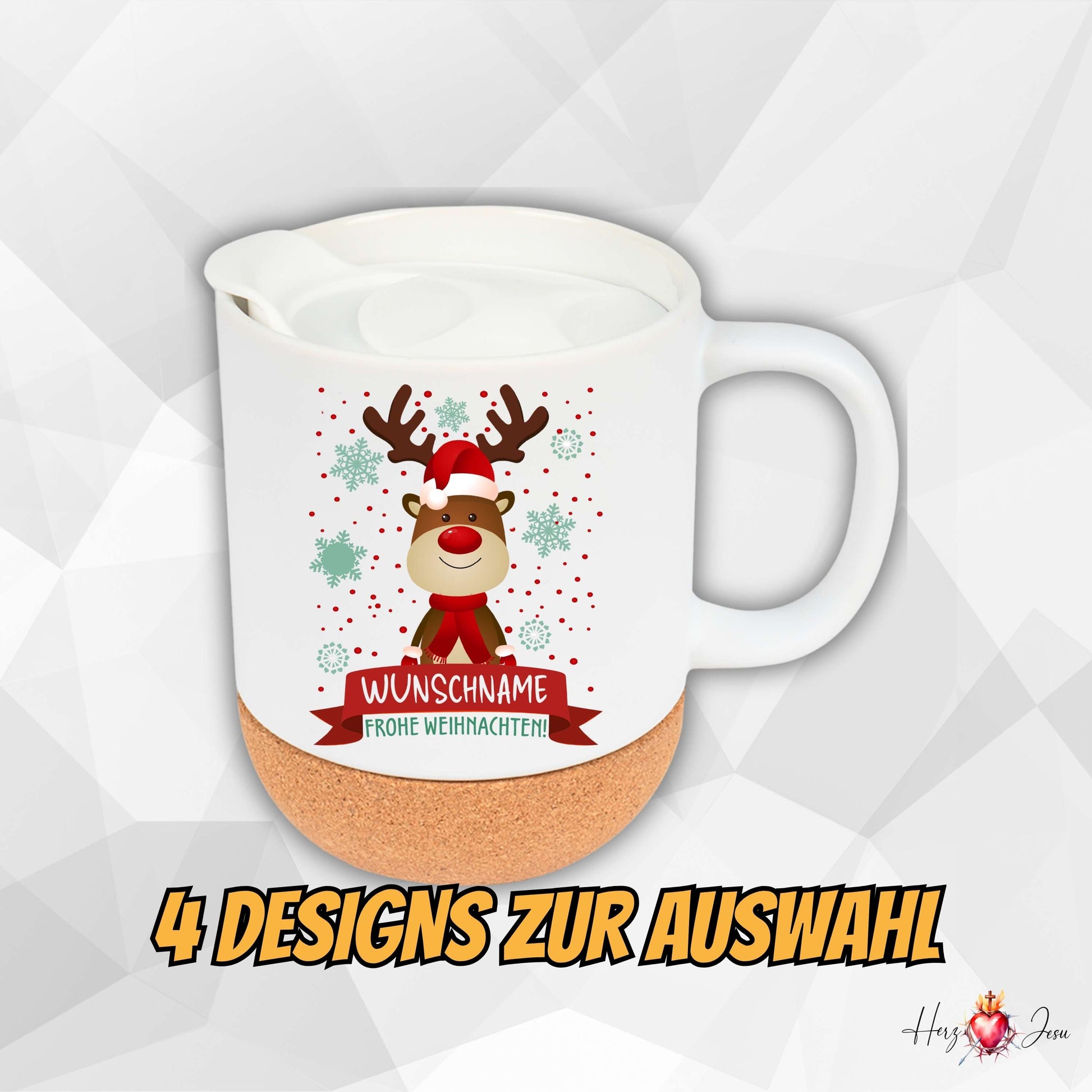 Personalisierte Tasse mit Namen, Weihnachtstasse, Rentier Design