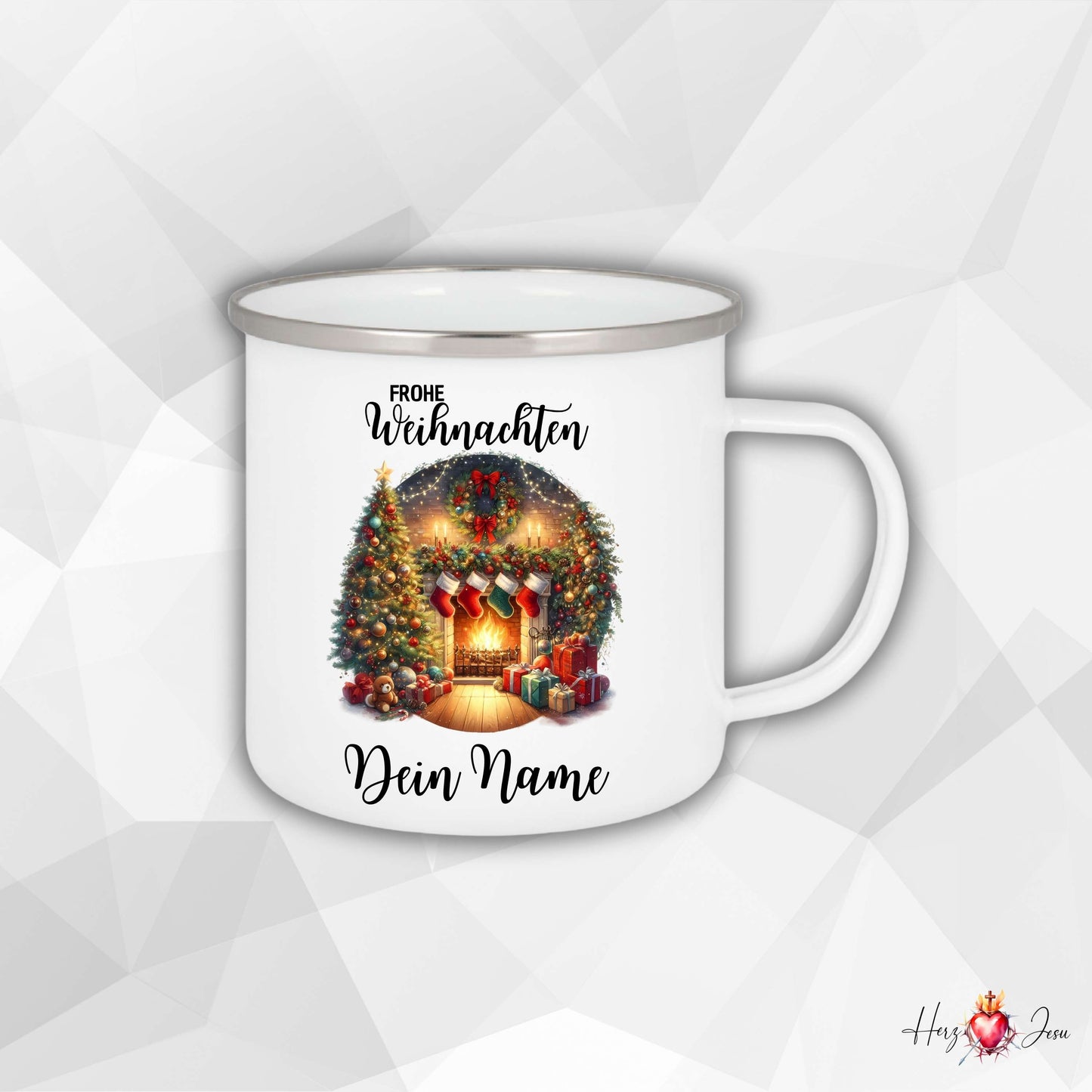 Personalisierte Emaille Tasse mit Namen Kaffeetasse Geschenkidee Geburtstag Weihnachtstasse_009H