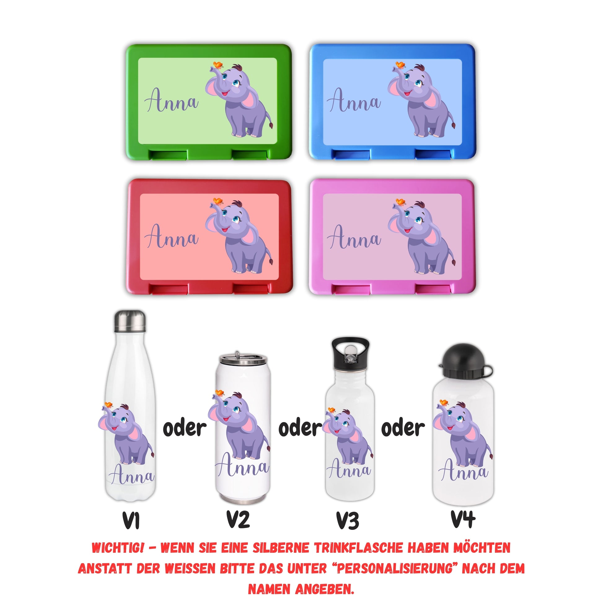 Brotzeitbox mit Trinkflasche | Personalisierbar Namen & Motiv Einschulung