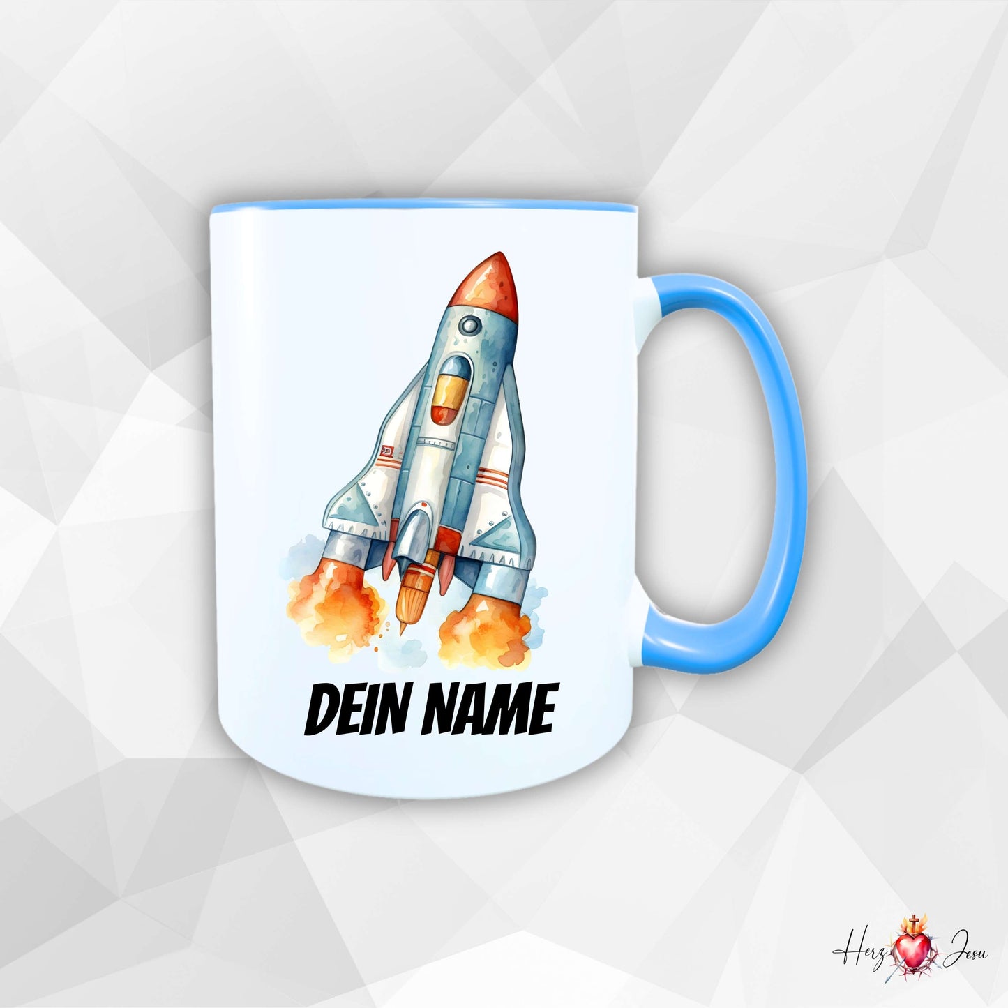 Personalisierte Keramik Tasse mit Namen – Raketen Motiv | Geschenkidee für Kinder & Schulanfänger_0060T